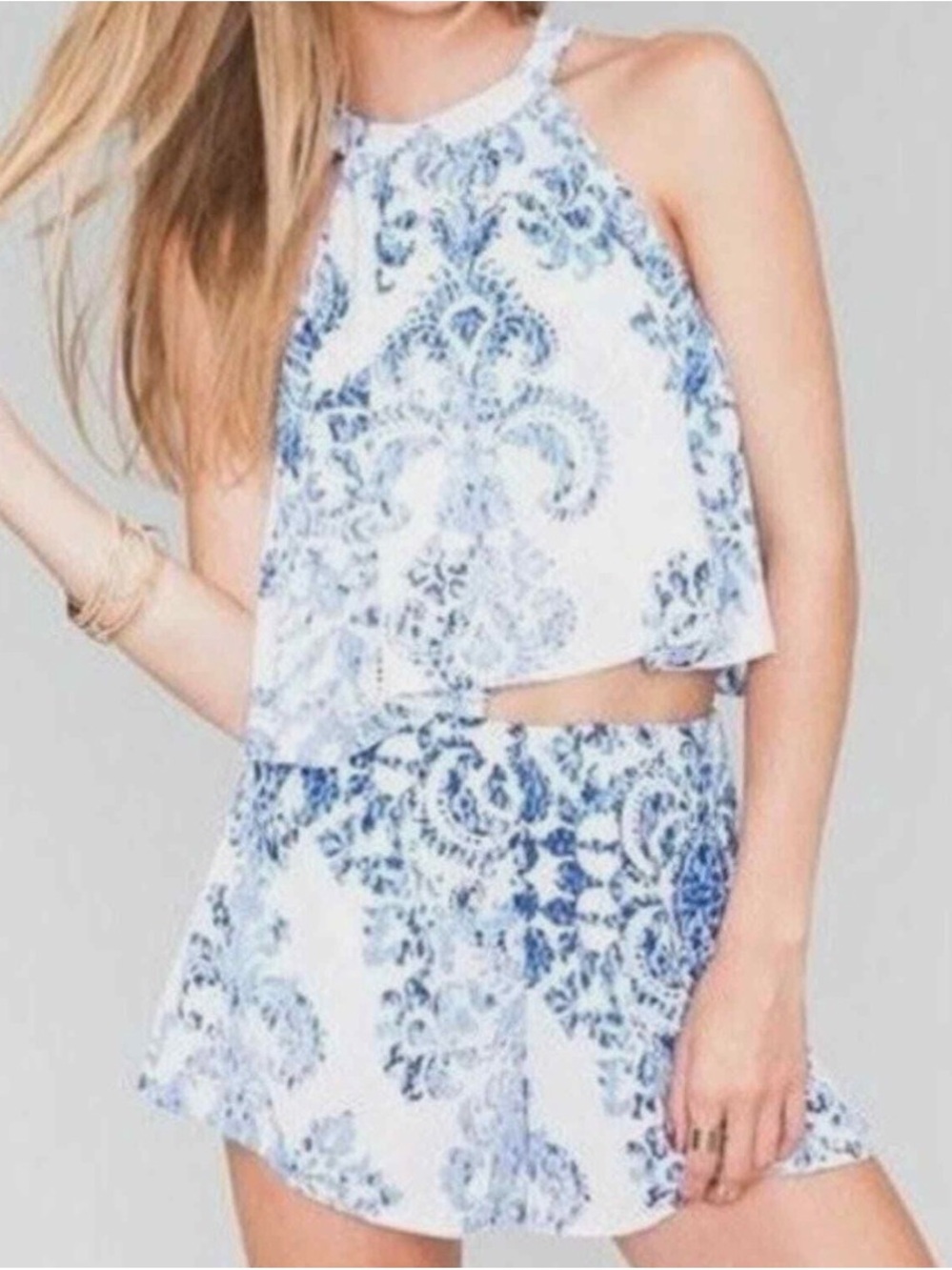 Show Me Your MuMu Blue and White Paisley Two-Piece Set